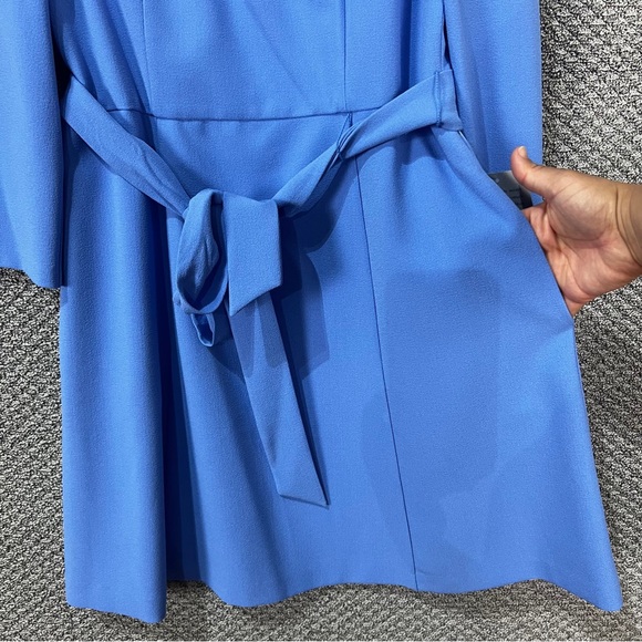 Eliza J Blue Peplum A-Line Dress with Puff Sleeves - Picture 12 of 14